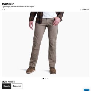 Kuhl RADIKL Lightweight Technical Pants Taupe 36x30 bottom hem stains backside